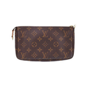 Louis Vuitton Monogram Brown Pochette Accessory Accessoires Leather Pouch